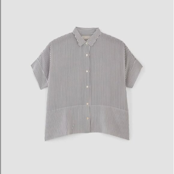 EVERLANE THE CLEAN SILK SHORT-SLEEVE SQUARE SHIRT BOXY OVERSIZE WASHABLE 10 NWOT - Picture 1 of 15